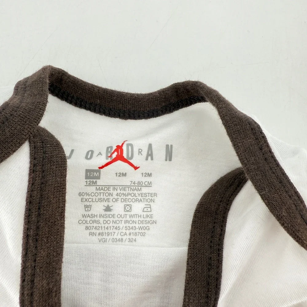Baby Onesie White Brown‎ Short Sleeve Bodysuit Infant 12M